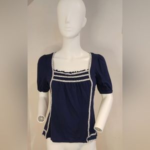 LITTLE YELLOW BUTTON Navy Blue Top Size Small